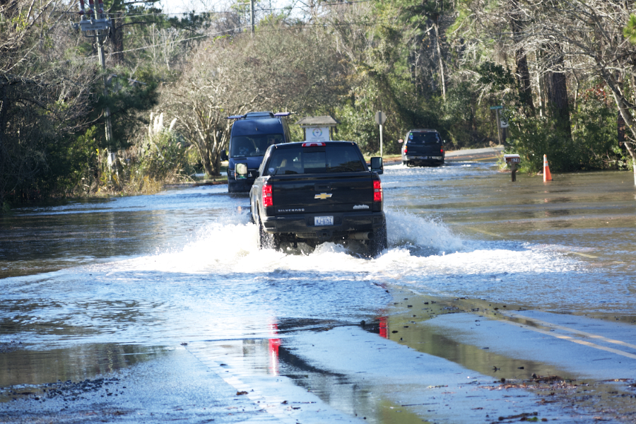 Kitty Hawk Road, just before the Kitty Hawk Police Department closed it at 1:35. Kitty Hawk Road, just before the Kitty Hawk Police Department closed it at 1:35.